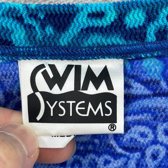 Swim Systems Vintage 34D/ M Blue Green 2 Piece High Waisted Bikini Swimsuit - Picture 10 of 13